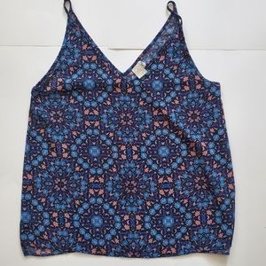 Paper Crane Batik Print Camisole Women's small, Blue and Pink, boho patt…